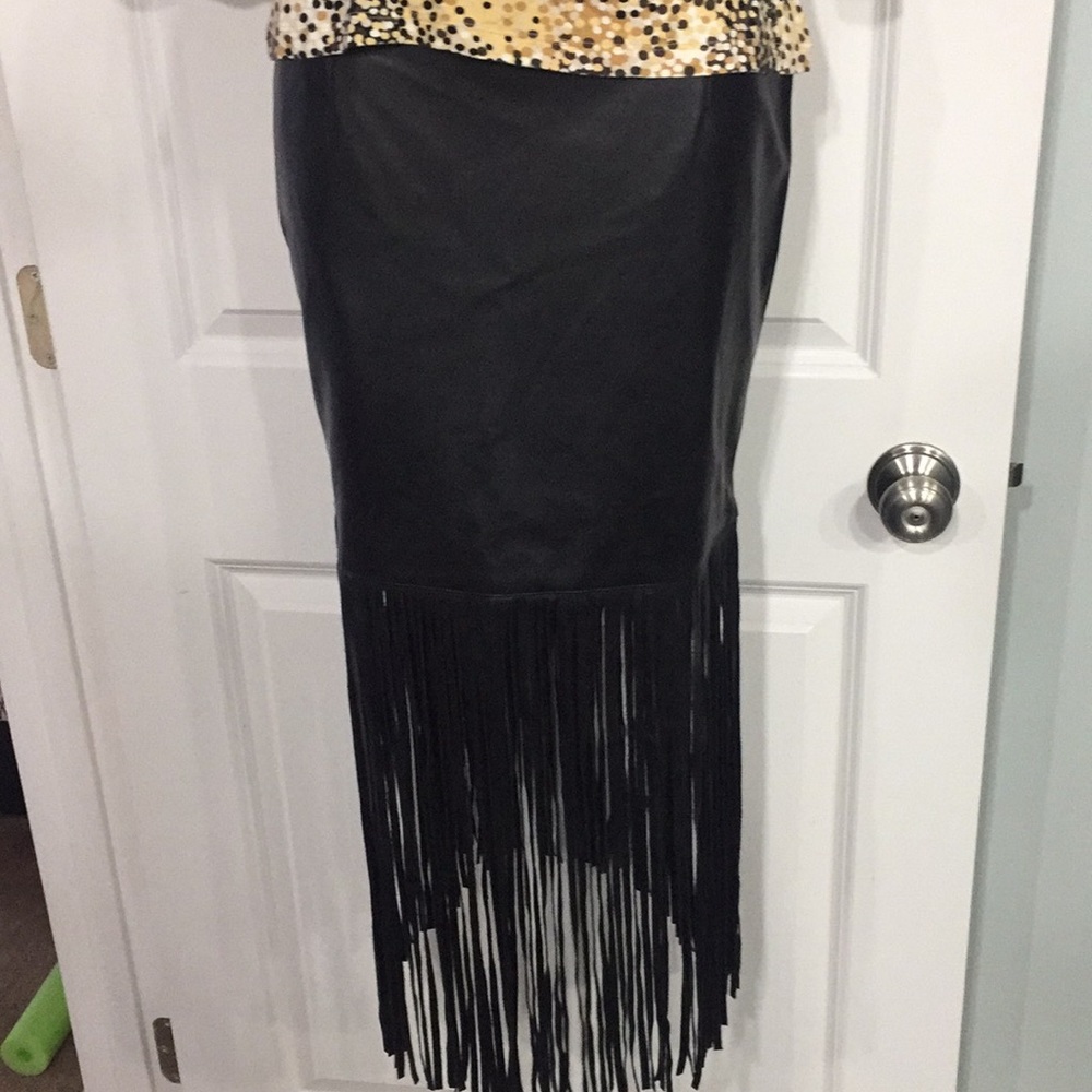 Pleather Fringed skirt.